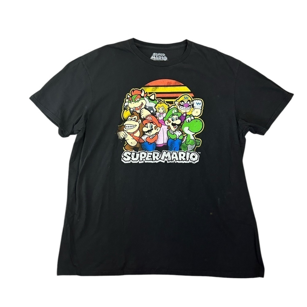 Super Mario Bros Crew Screen Print 100% Cotton Mens Short Sleeve T-shirt Size XL